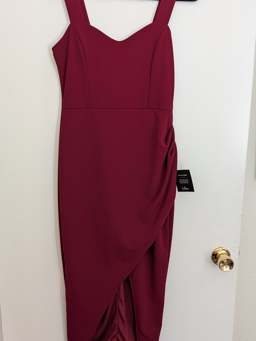 Lulu's Burgundy Midi Tulip Sheath Dress
